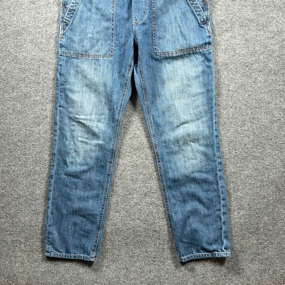 Gap Cropped Slouch Overalls Womens XS Medium Indigo Blue Denim Bib Adjustable - Picture 2 of 15